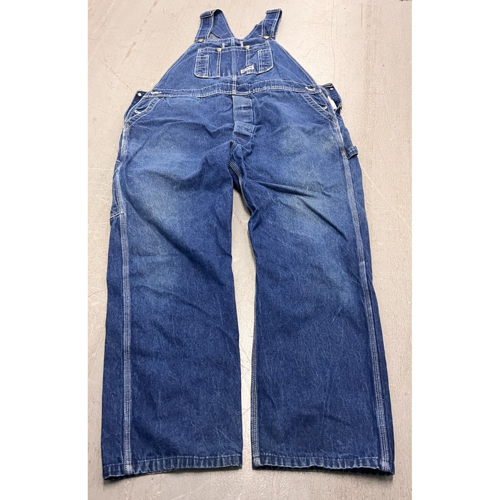 Big Smith Overalls‎ Mens 44x30 Blue Denim Medium Wash Straight Workwear Utility